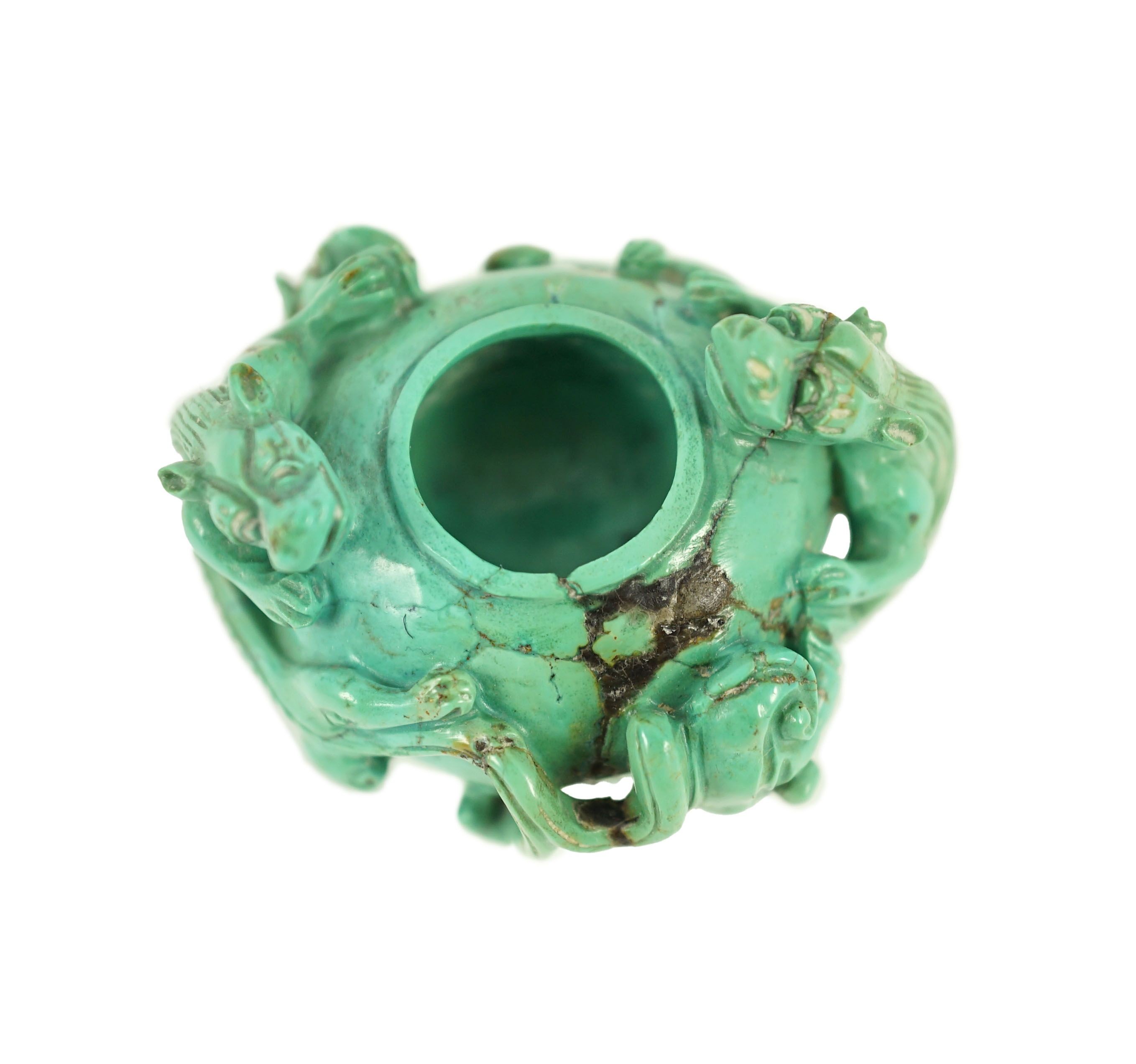 A small Chinese turquoise matrix waterpot, 18th/19th century 5.3 cm wide